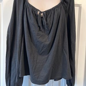 ANA a.n.a black peasant top shirt cold shoulder 3x NEW